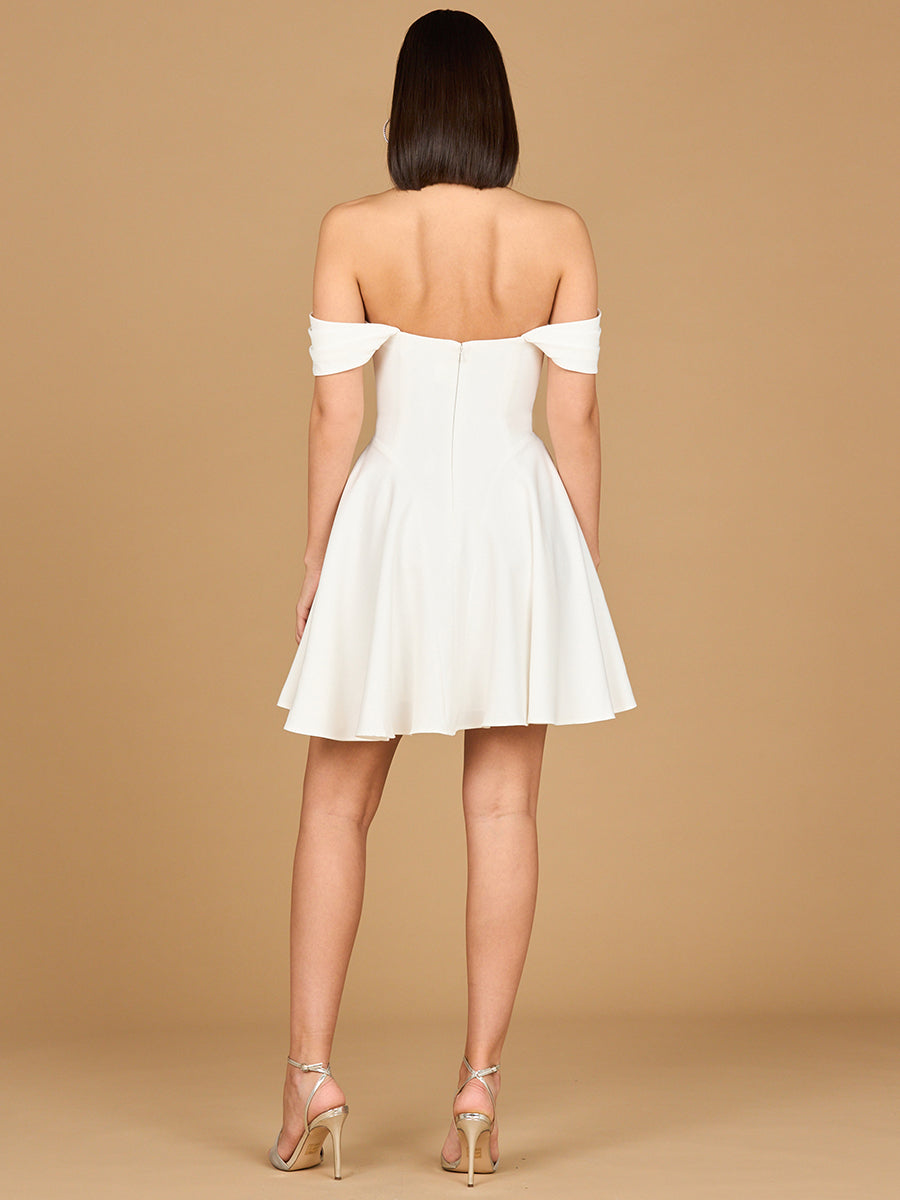 Off Shoulder, A-line Bridal Short Dress