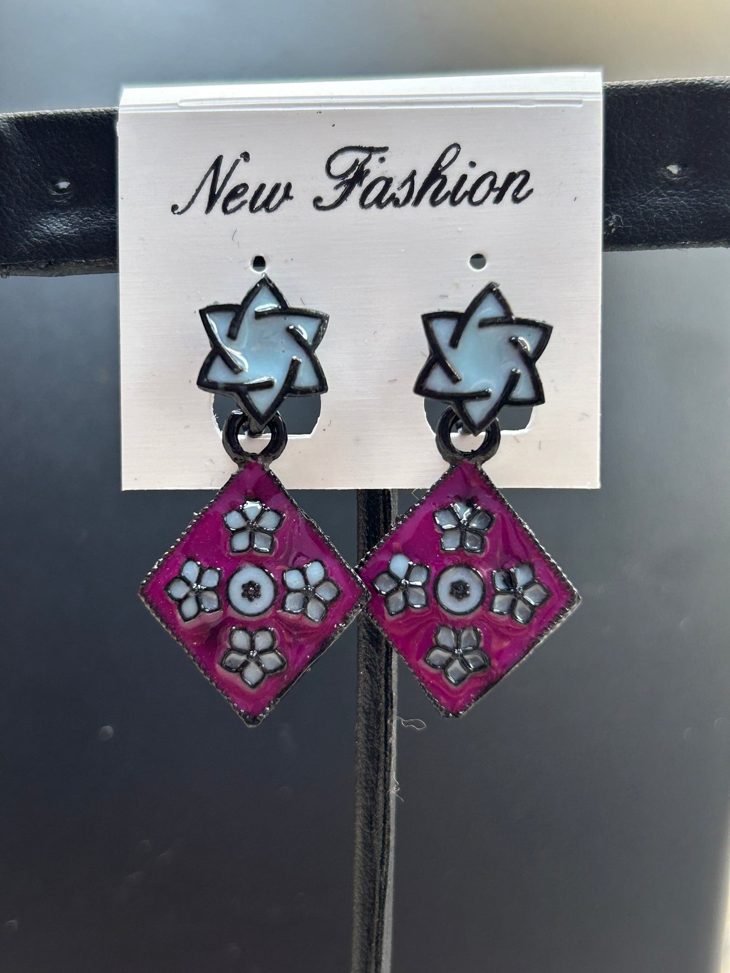 Grey purple earrings