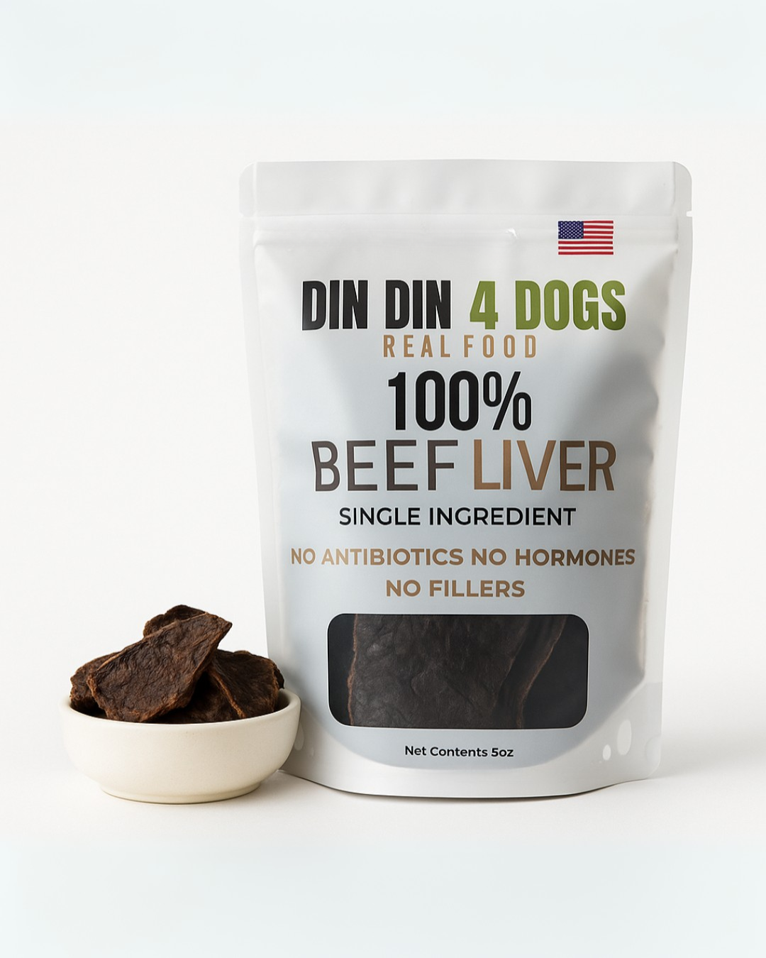 100% Beef Liver Dog Treats, 5 Ounce Bag, Single Ingredient, High Protein