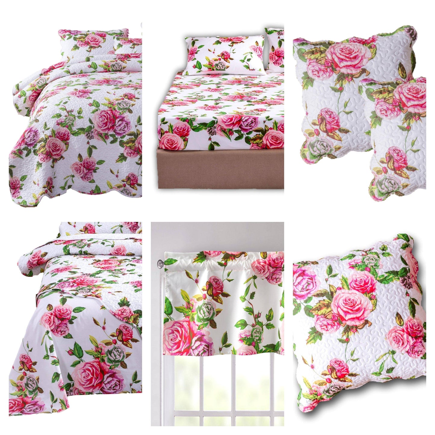 DaDa Bedding Bed in a Bag Bundle Set - Romantic Roses Lovely Blooming Floral Bedding Set (JHW-879)