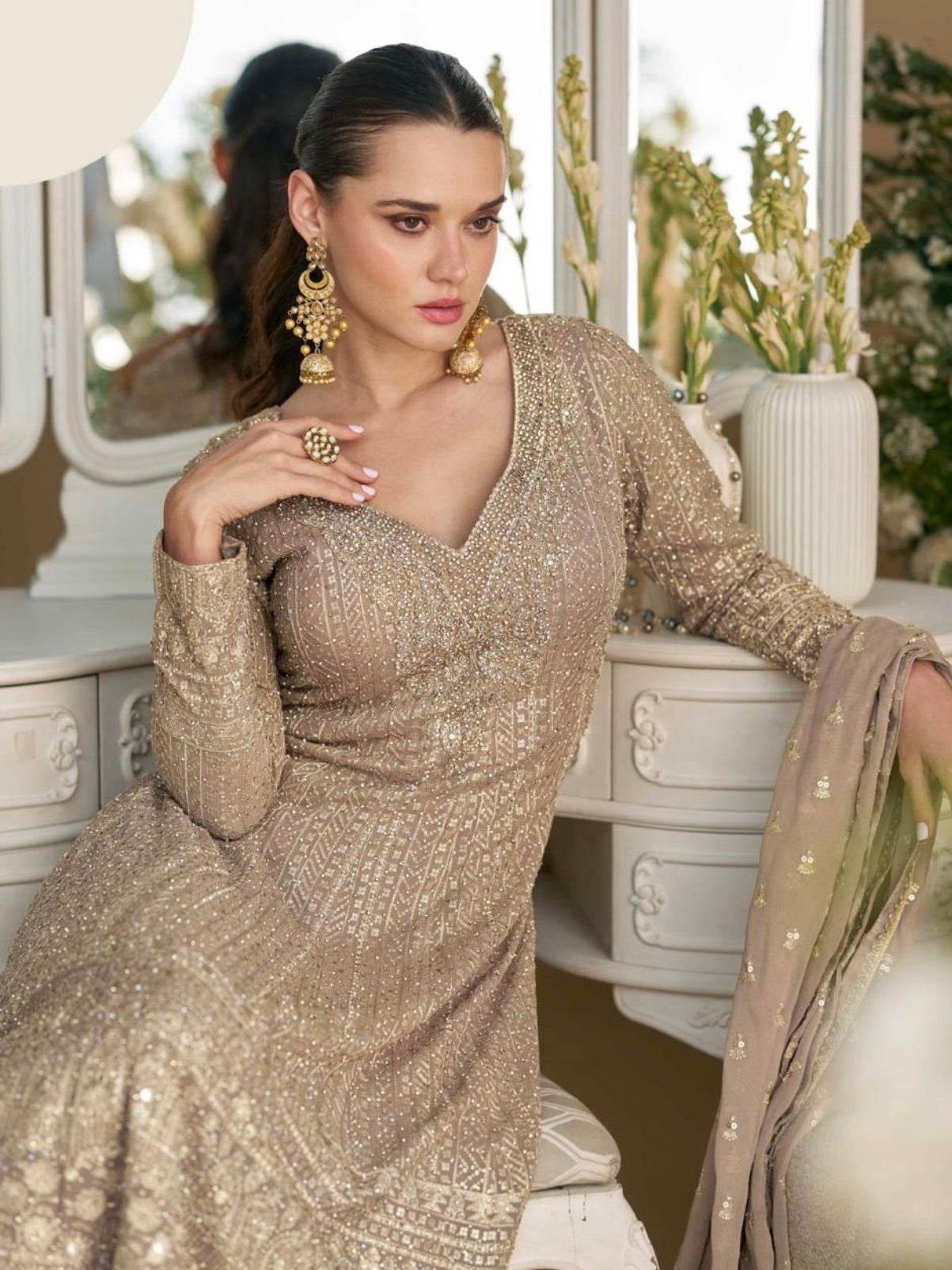 Heavy work sharara suit