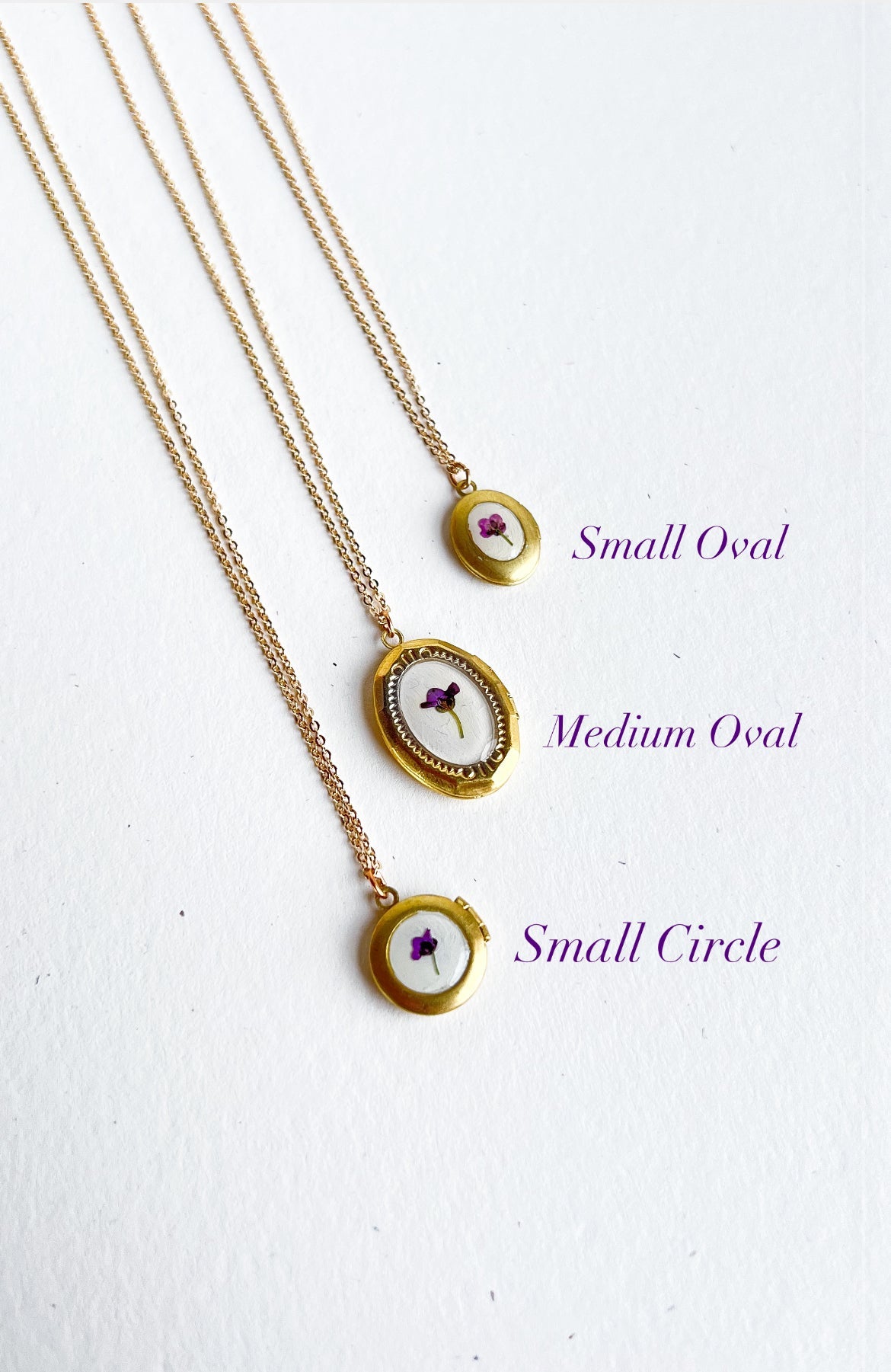 Wildflower Lockets with Real Purple Flowers