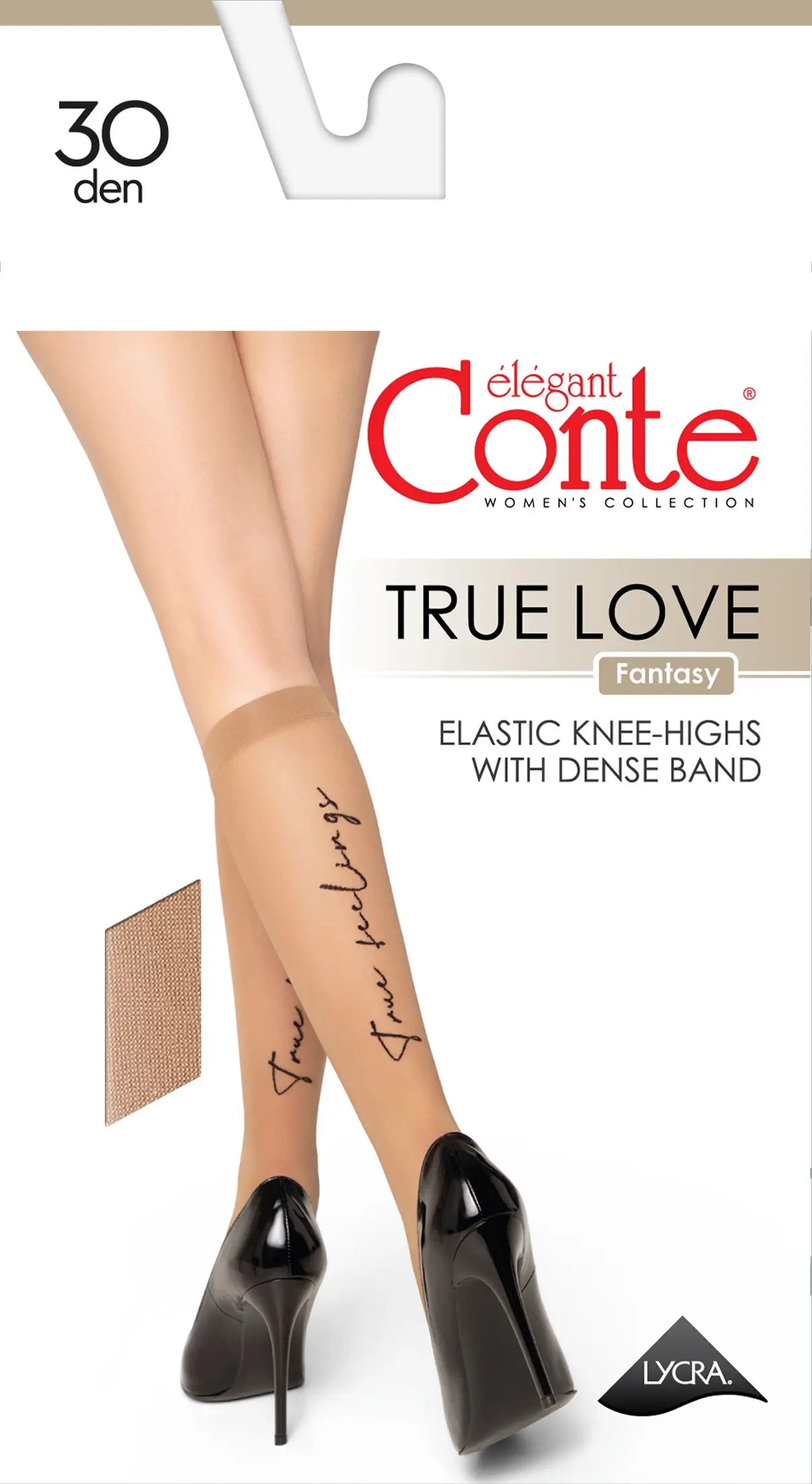 Fantasy Knee Highs Conte True Love - Elastic Band and Printed Design