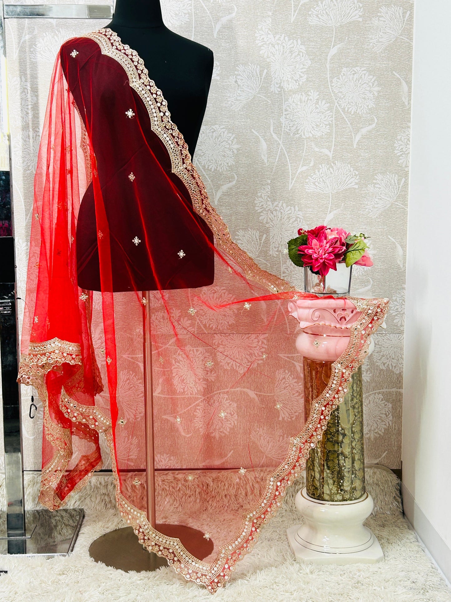 Heavy mirror work dupatta