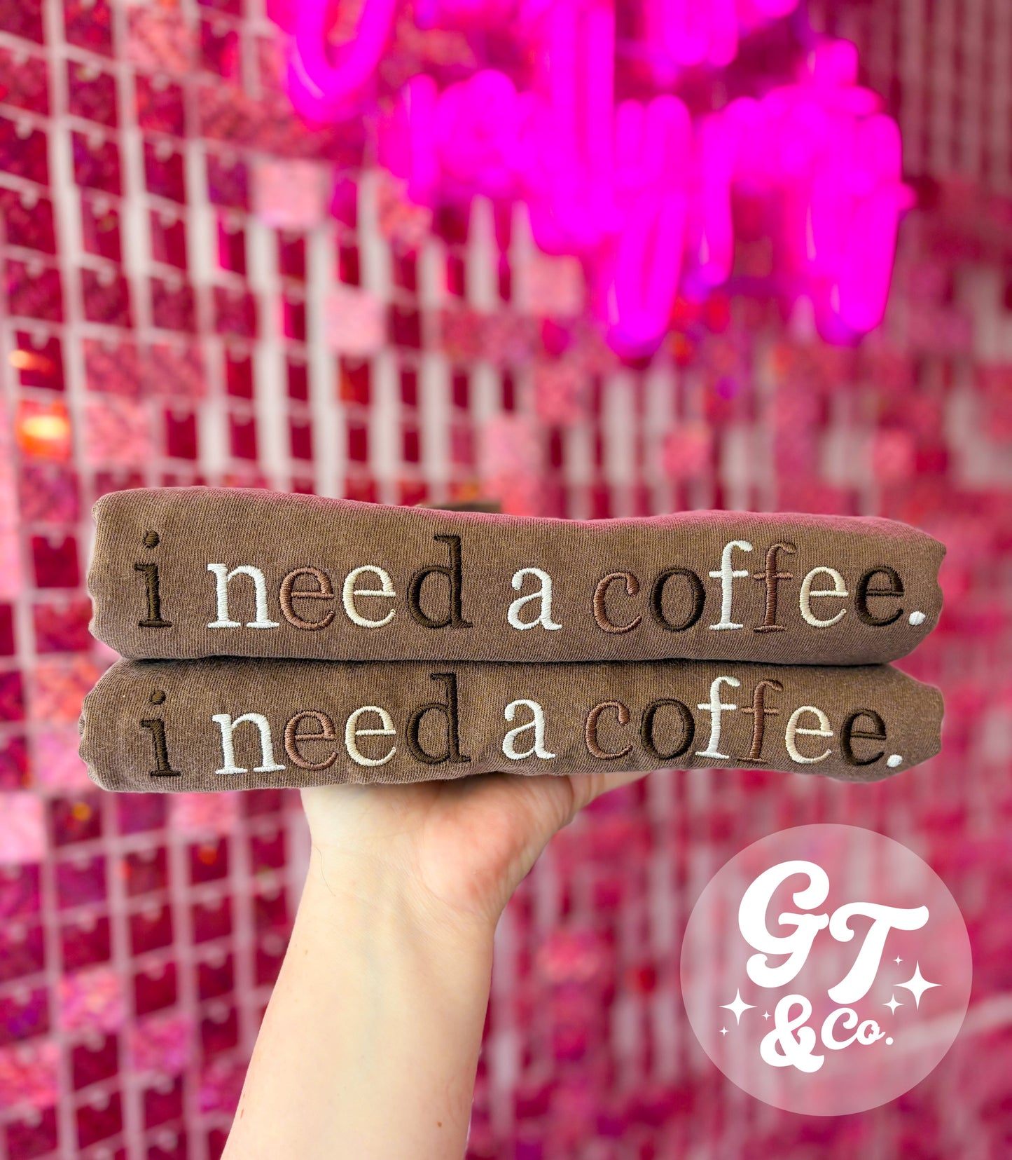 i need a coffee Embroidered Tee *MADE TO ORDER 10-15 BIZ DAYS*