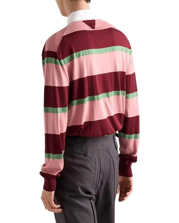 On Brand With Jimmy Fallon Pink & Red Striped Polo Top