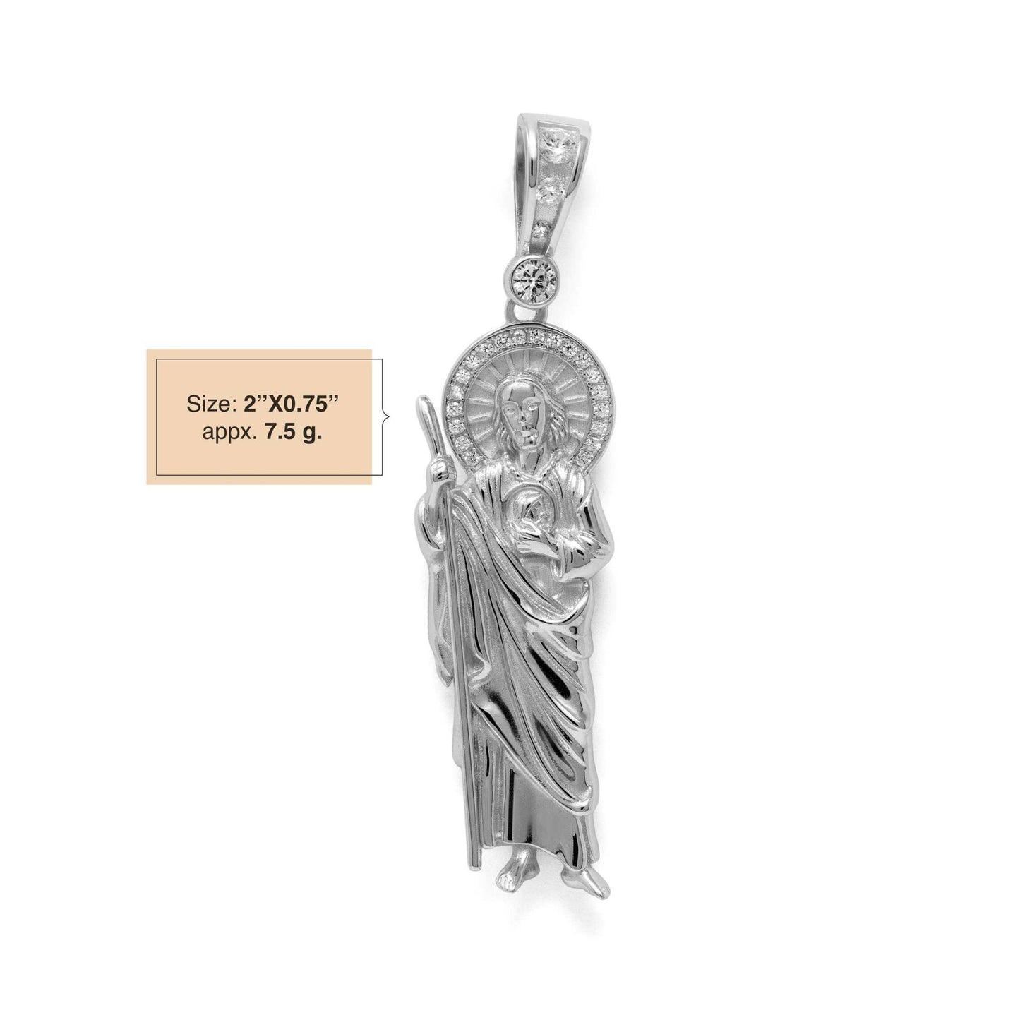 San Judas Tadeo Pendant - Solid 925 Sterling Silver/14K Gold