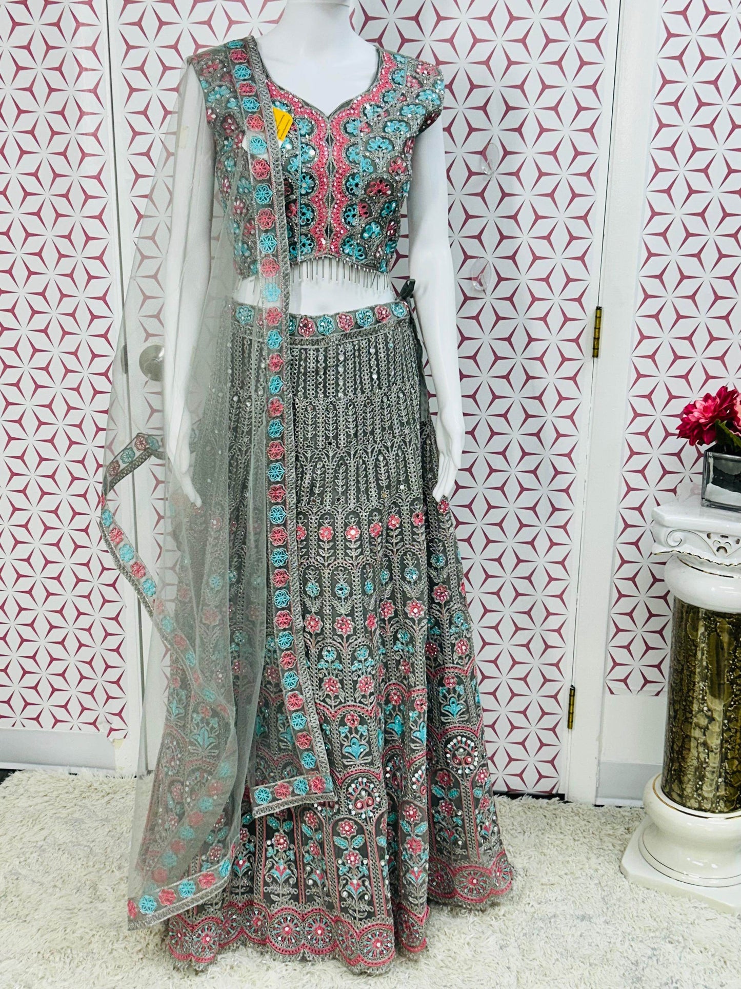 Grey chaniya choli set