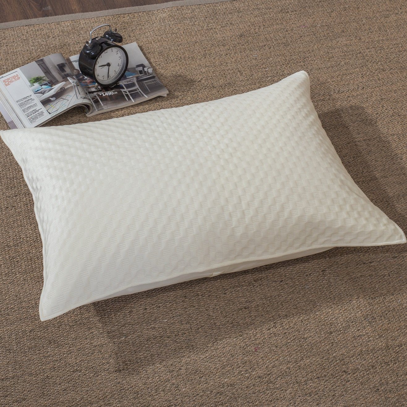 DaDa Bedding Dreamy Soft Velvet Ivory White Velour Quilted King Pillow Sham, 20” x 36” (JHW861)