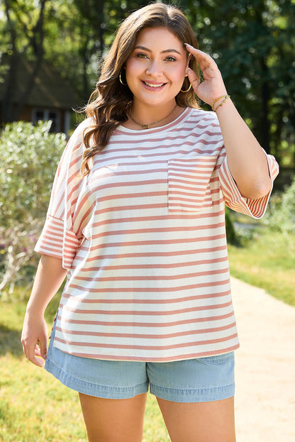 Amari Plus Size Stripe Waffle Knit Top
