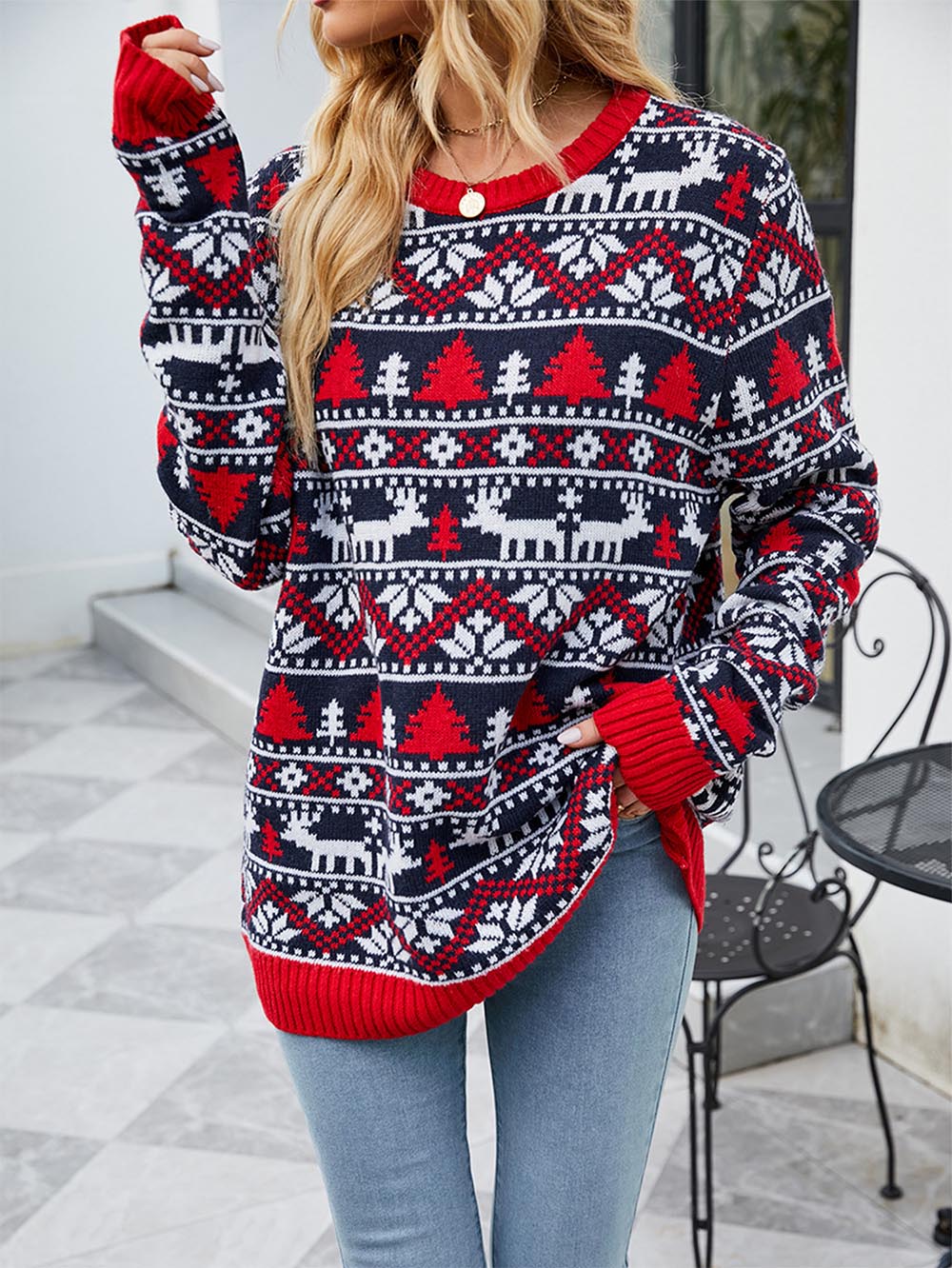 Womens Oversized Christmas Reindeer Sweater Size to XXXL | NCS