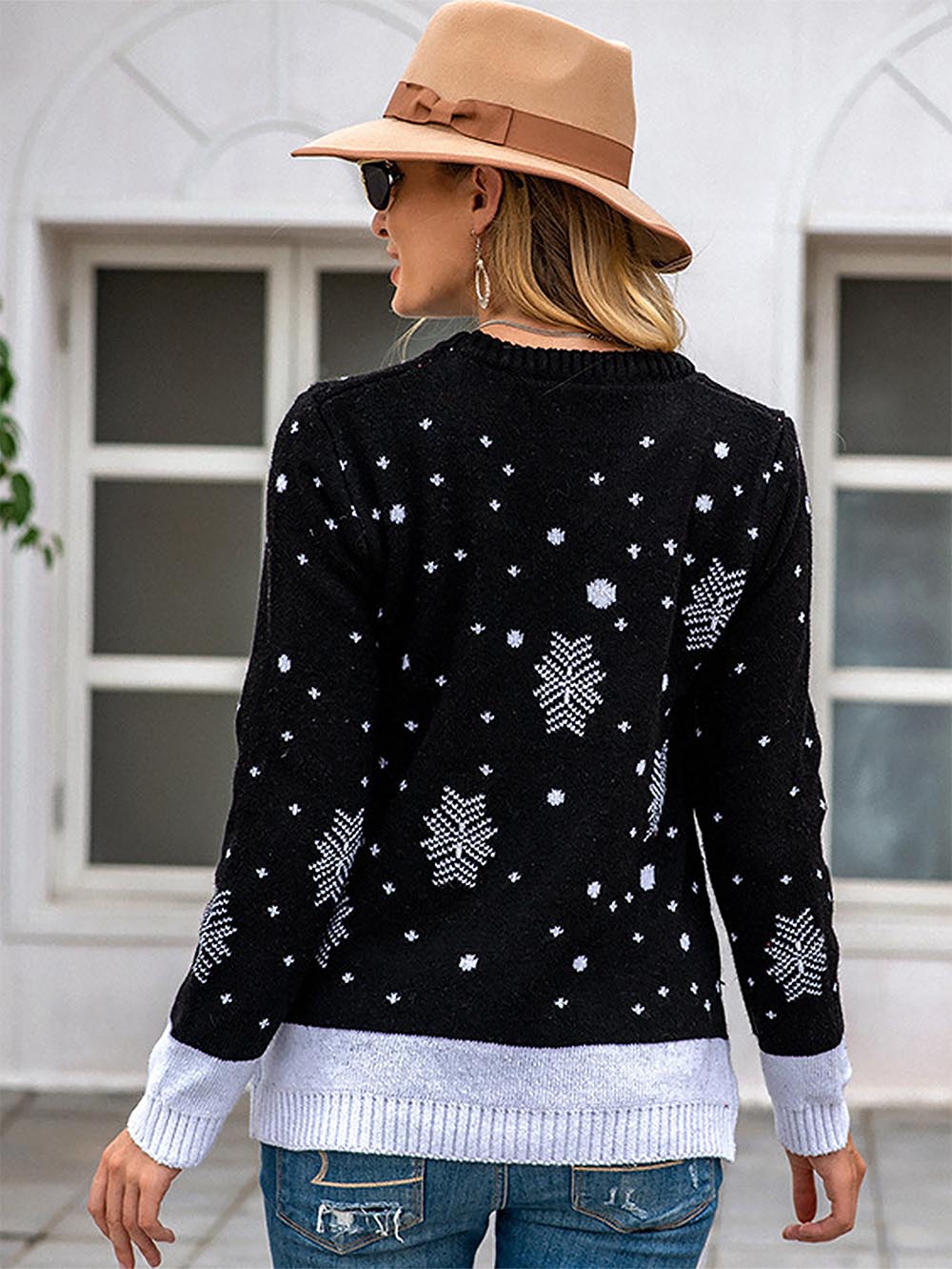 Oversized Christmas Reindeer Jacquard Knit Sweater | NCS