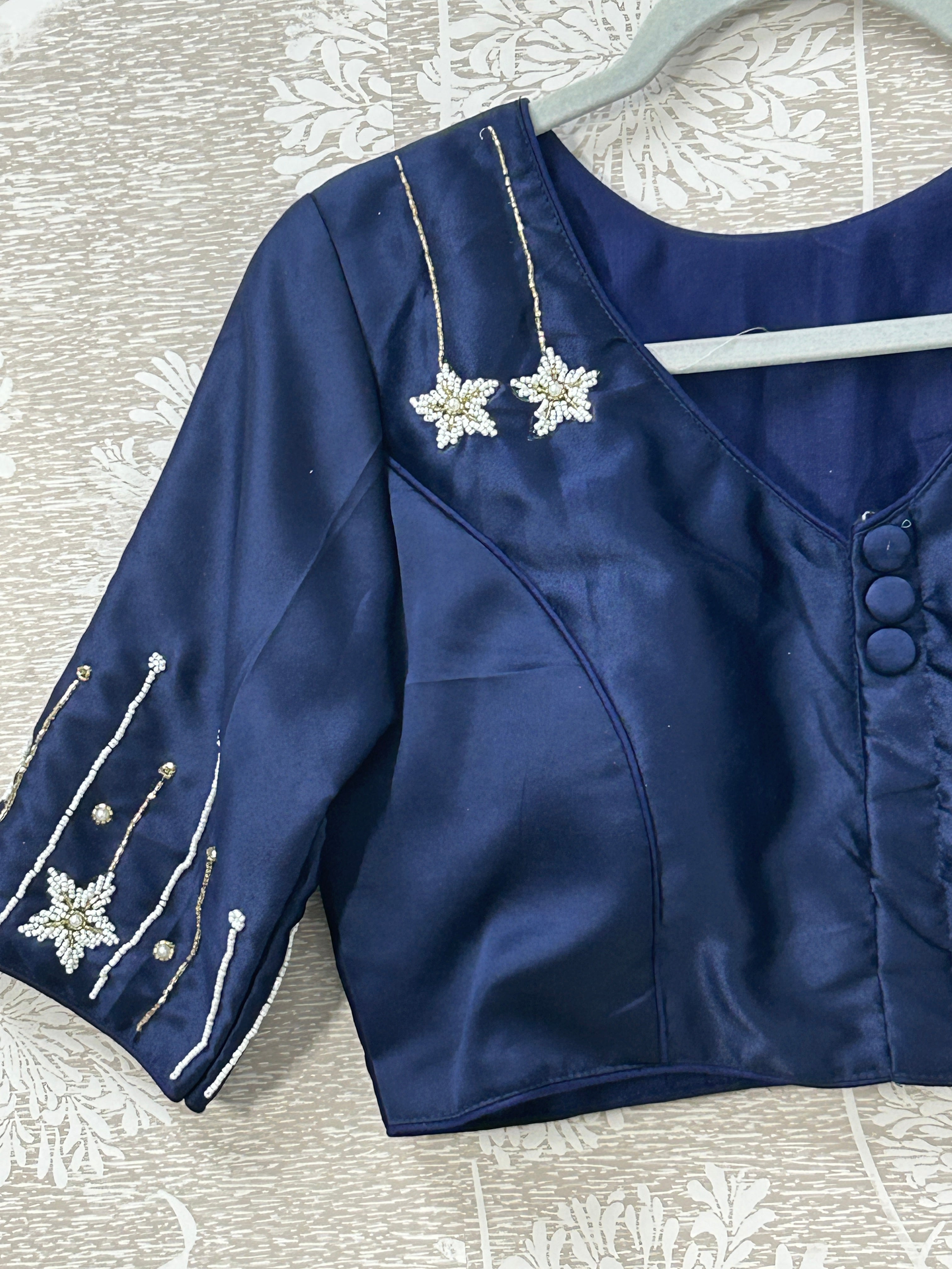 Hand work blouse : NAVY BLUE