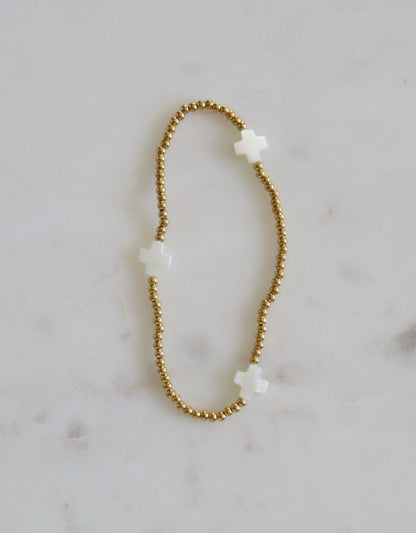 Faith Cross Perla Beaded Waterproof Non-Tarnish Bracelets