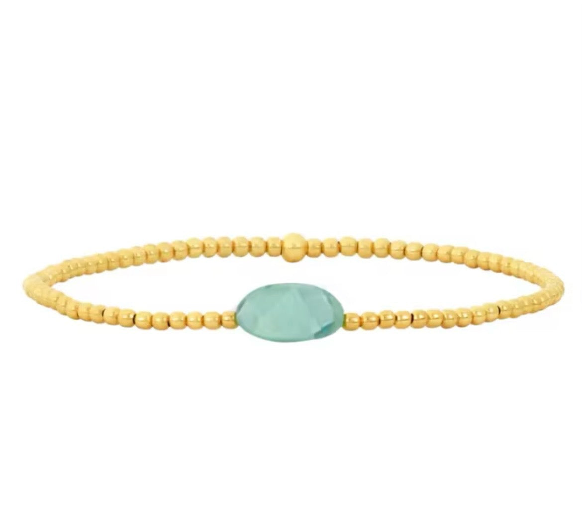 Gold Beaded Crystal Waterproof Non-Tarnish Bracelets