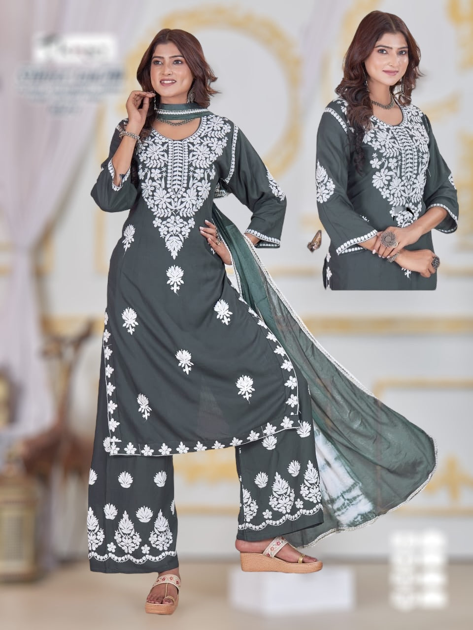 Gulab : Chikankari Kurti set