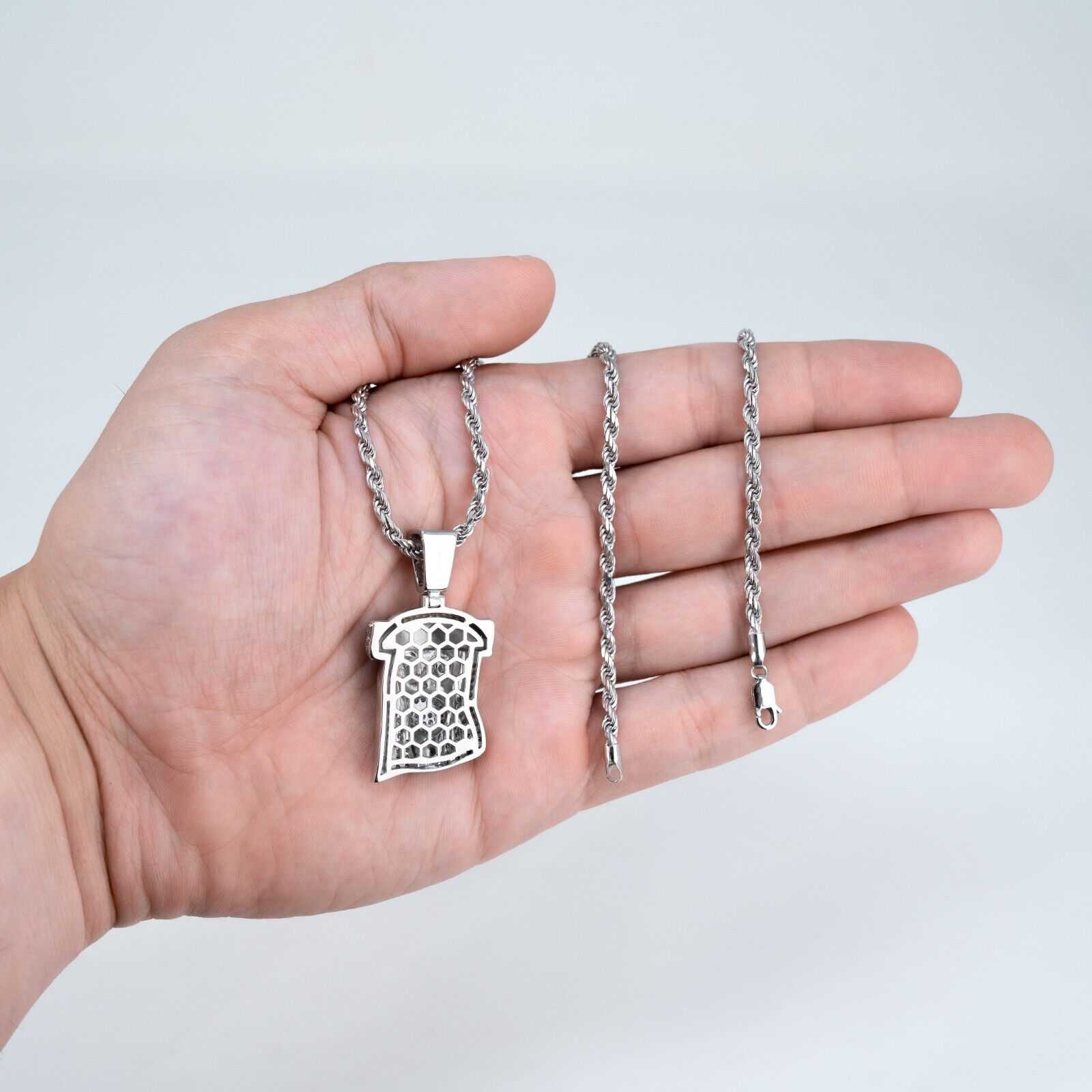 Unisex Moissanite Jesus Head Piece Pendant 3.3mm Rope Chain Necklace 925 Silver