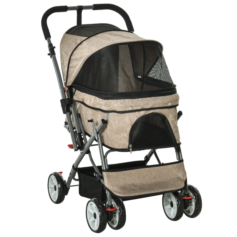Pet Foldable Travel Carriage Stroller with Reversible Handle