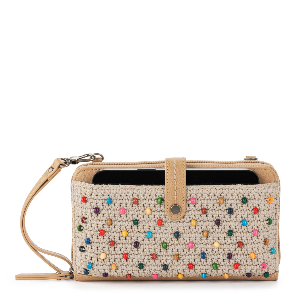 Iris Smartphone Wallet - Hand Crochet - Ecru Multi Beads