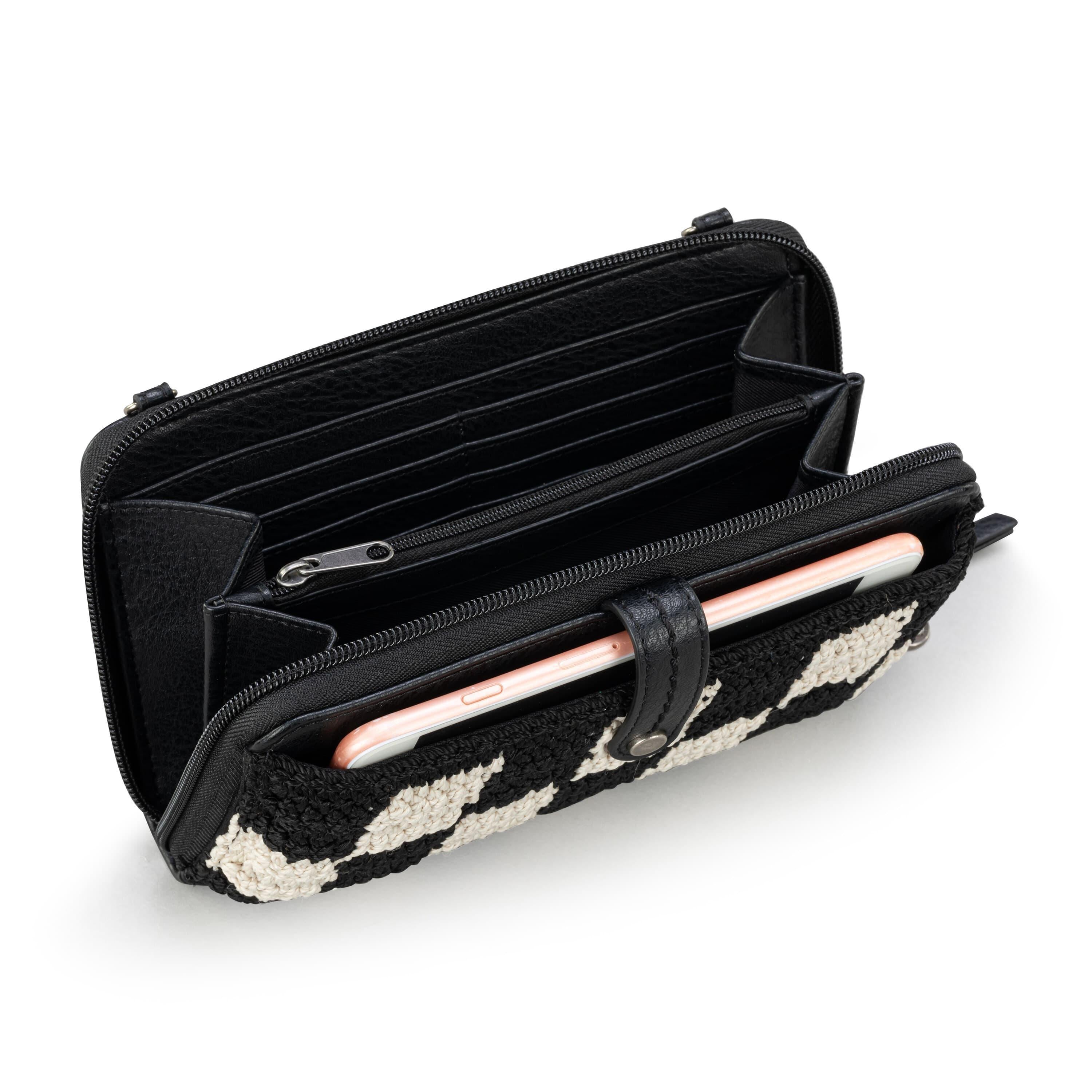Iris Smartphone Wallet - Hand Crochet - Black Check