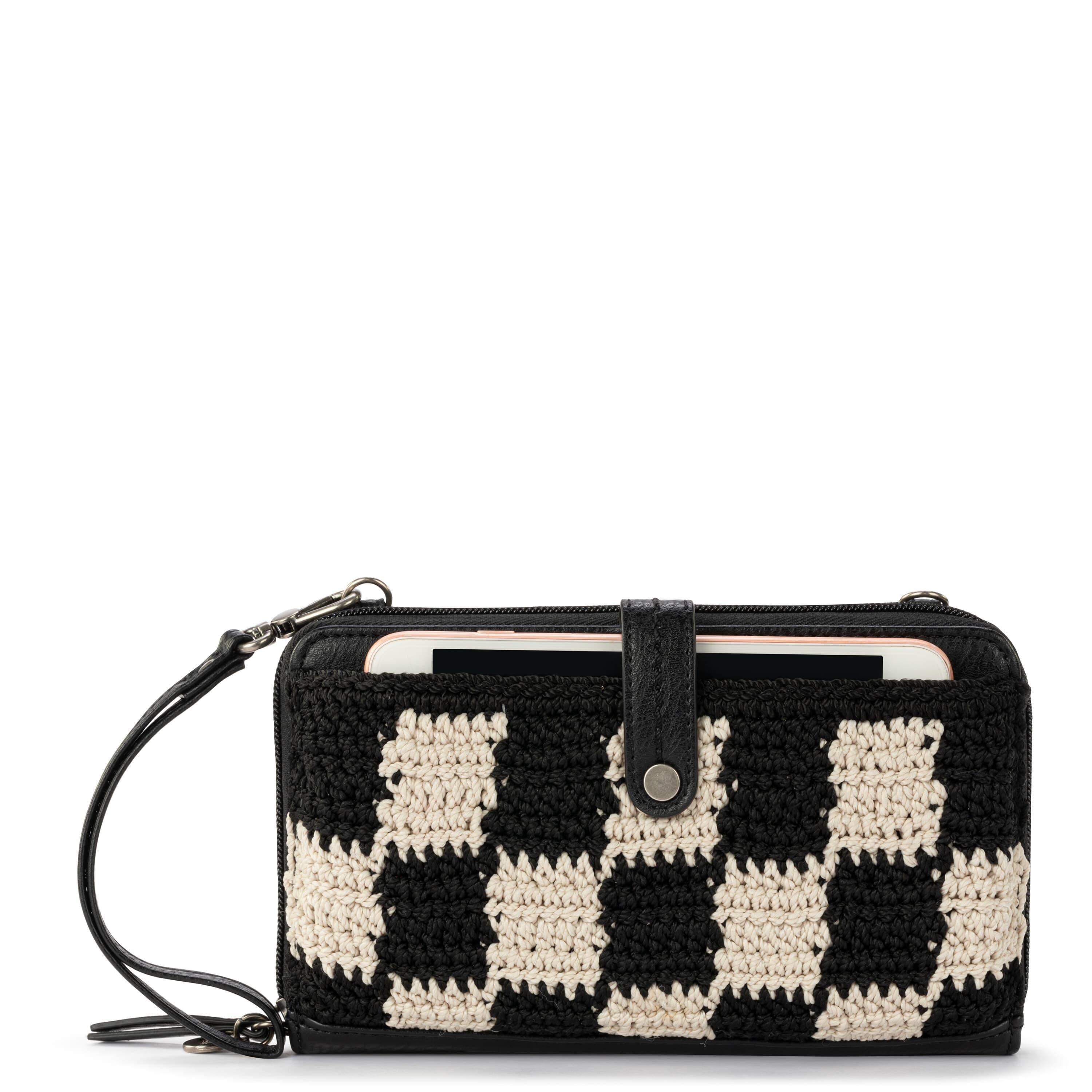 Iris Smartphone Wallet - Hand Crochet - Black Check
