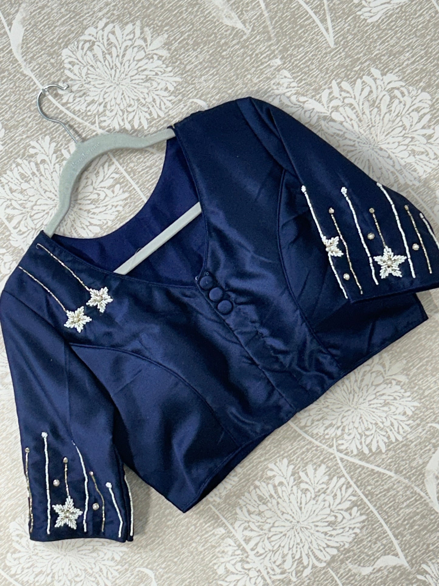 Hand work blouse : NAVY BLUE