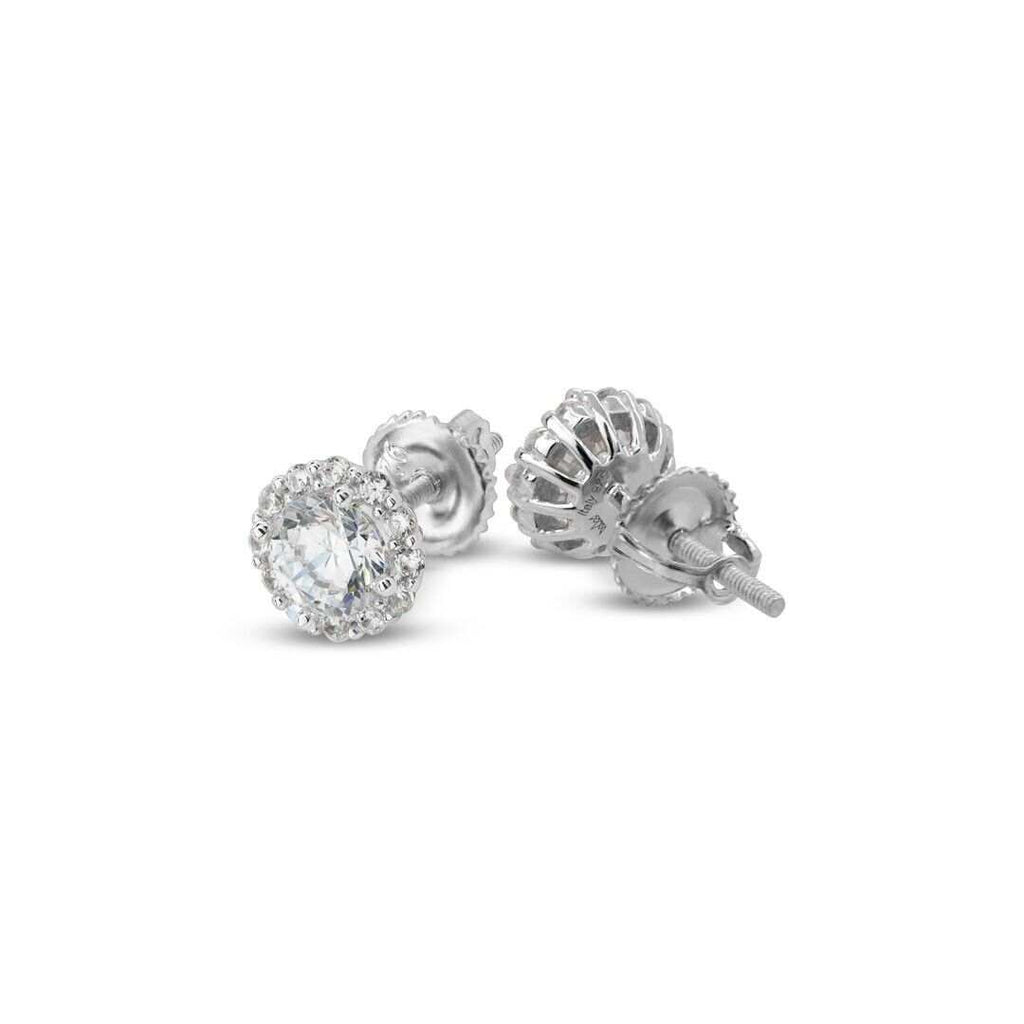 Stud Mens Earrings - Solid 925 Sterling Silver Screw Back