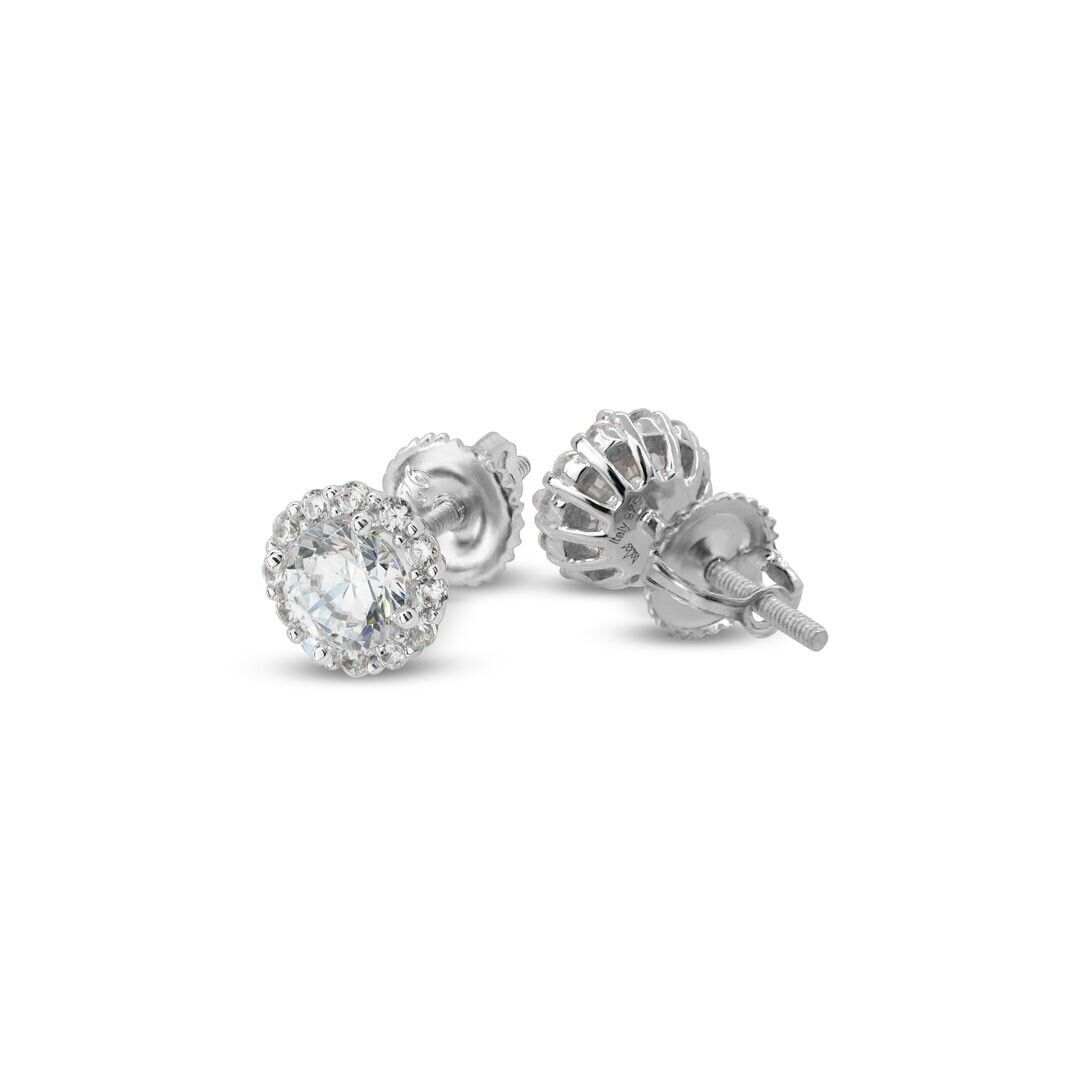 Stud Mens Earrings - Solid 925 Sterling Silver Screw Back