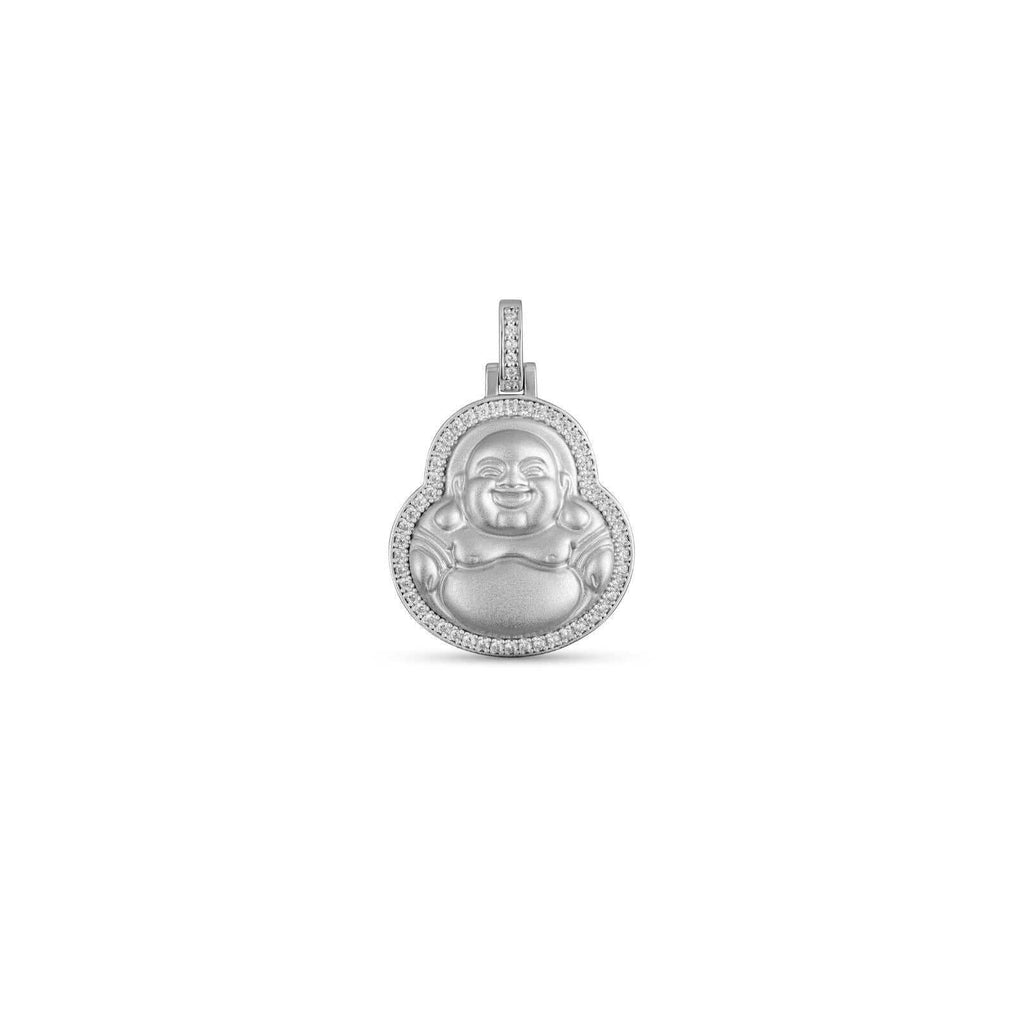 Real 925 Sterling Silver Buddha Pendant w/ Rope Chain Mens Ladies CZ Necklace