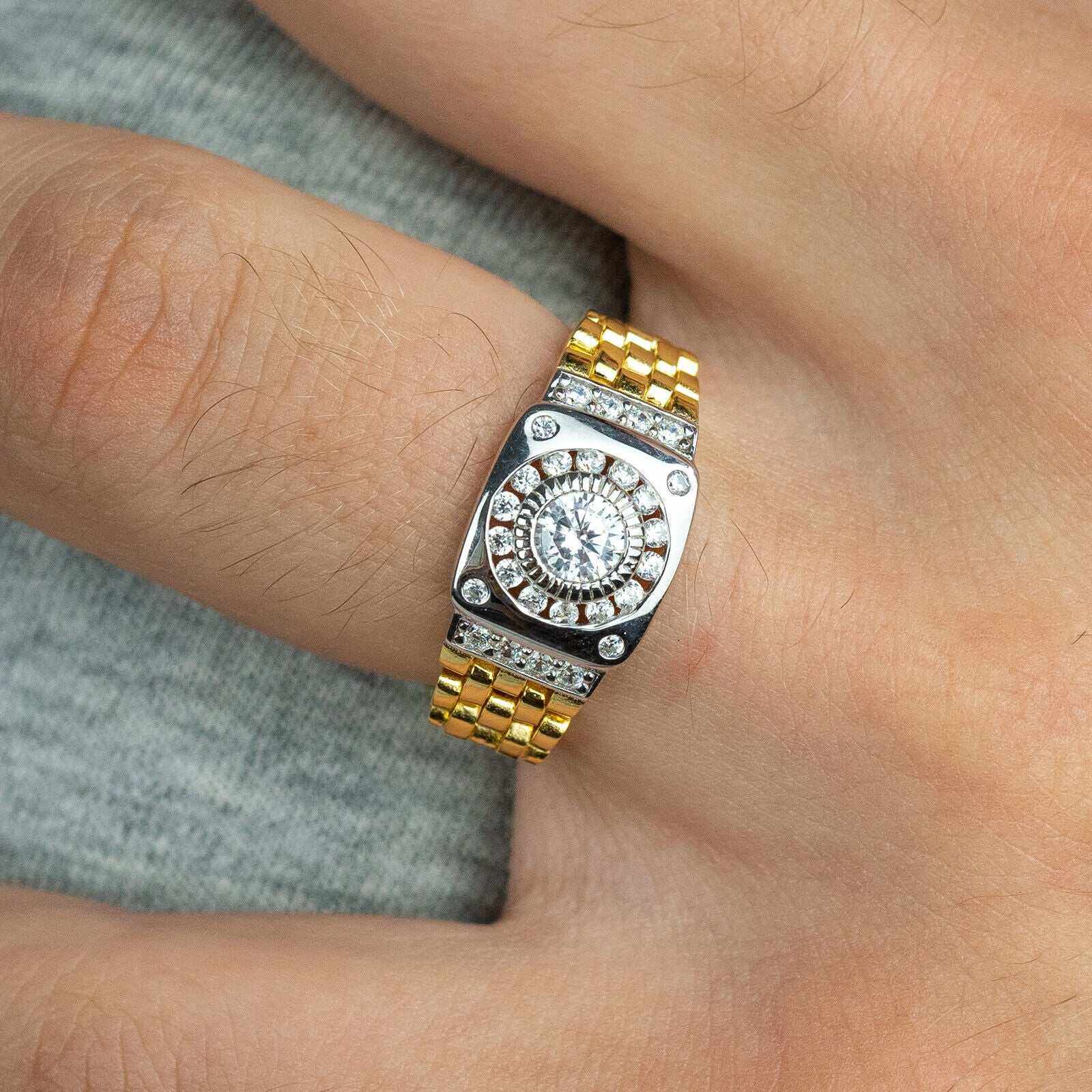 10K Vermeil Gold Watch Design Ring - 925 Sterling Silver