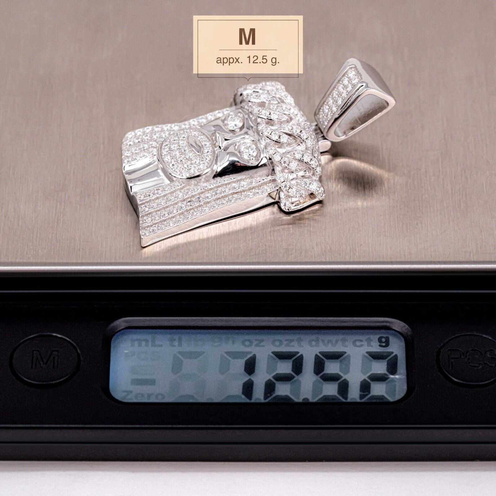 Unisex Moissanite Jesus Head Piece Pendant 3.3mm Rope Chain Necklace 925 Silver