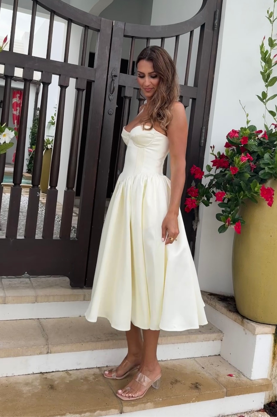 Eliana Satin Midi Dress