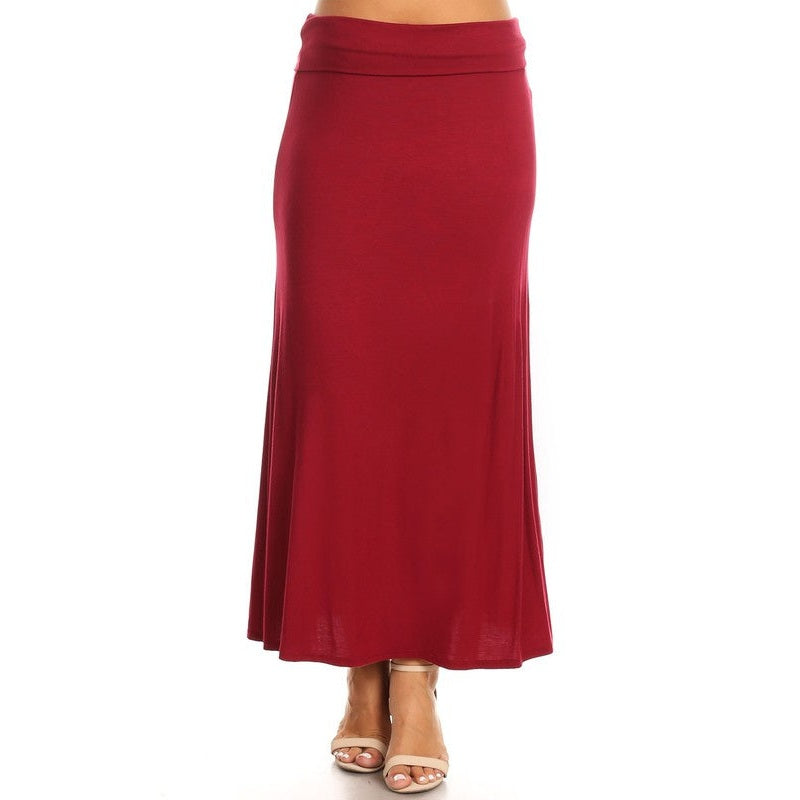 Plus size Solid high waisted a-line maxi skirt