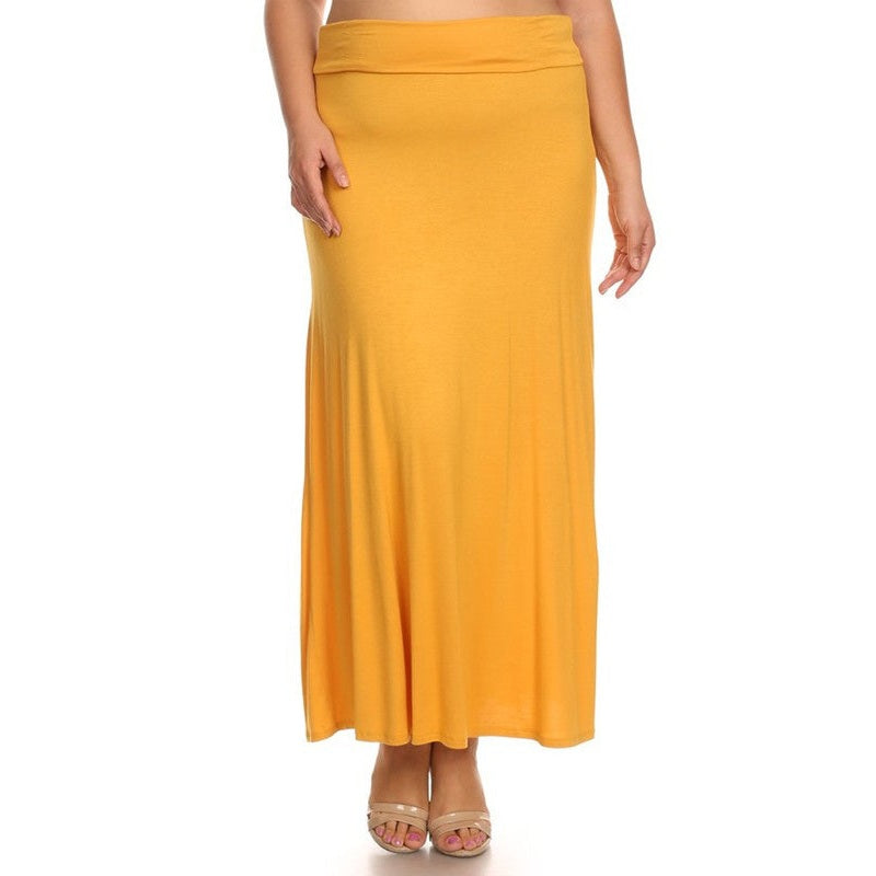 Plus size Solid high waisted a-line maxi skirt