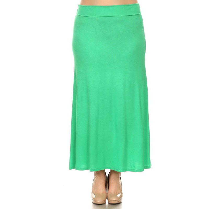 Plus size Solid high waisted a-line maxi skirt
