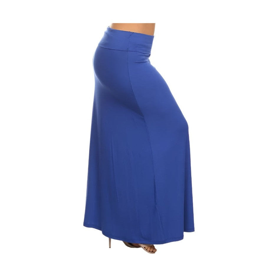 Plus size Solid high waisted a-line maxi skirt
