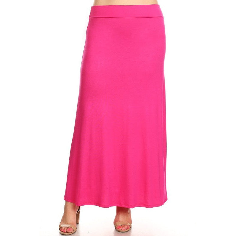 Plus size Solid high waisted a-line maxi skirt