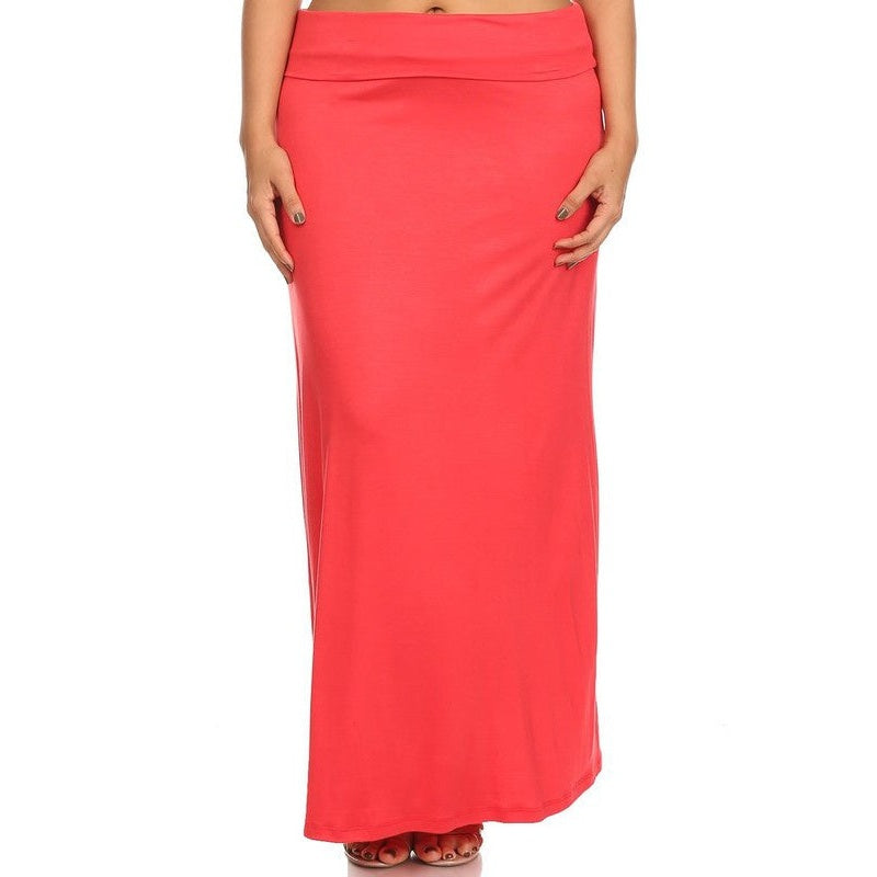 Plus size Solid high waisted a-line maxi skirt