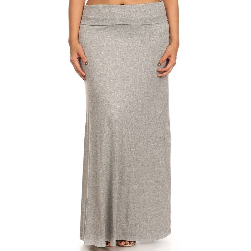 Plus size Solid high waisted a-line maxi skirt