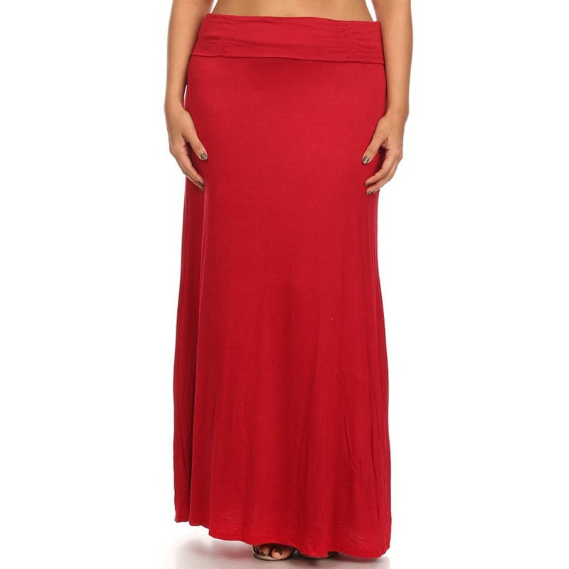 Plus size Solid high waisted a-line maxi skirt