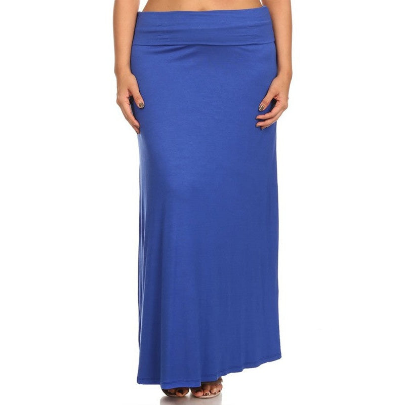 Plus size Solid high waisted a-line maxi skirt