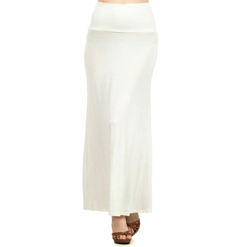 Plus size Solid high waisted a-line maxi skirt