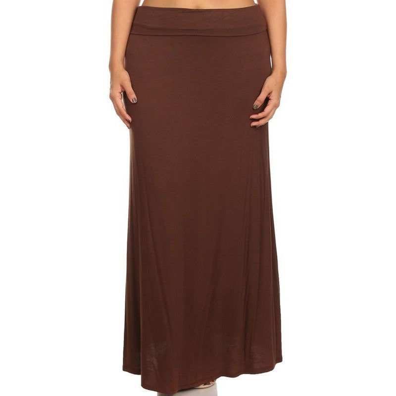 Plus size Solid high waisted a-line maxi skirt