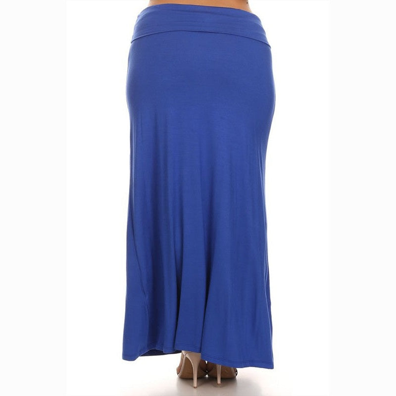 Plus size Solid high waisted a-line maxi skirt
