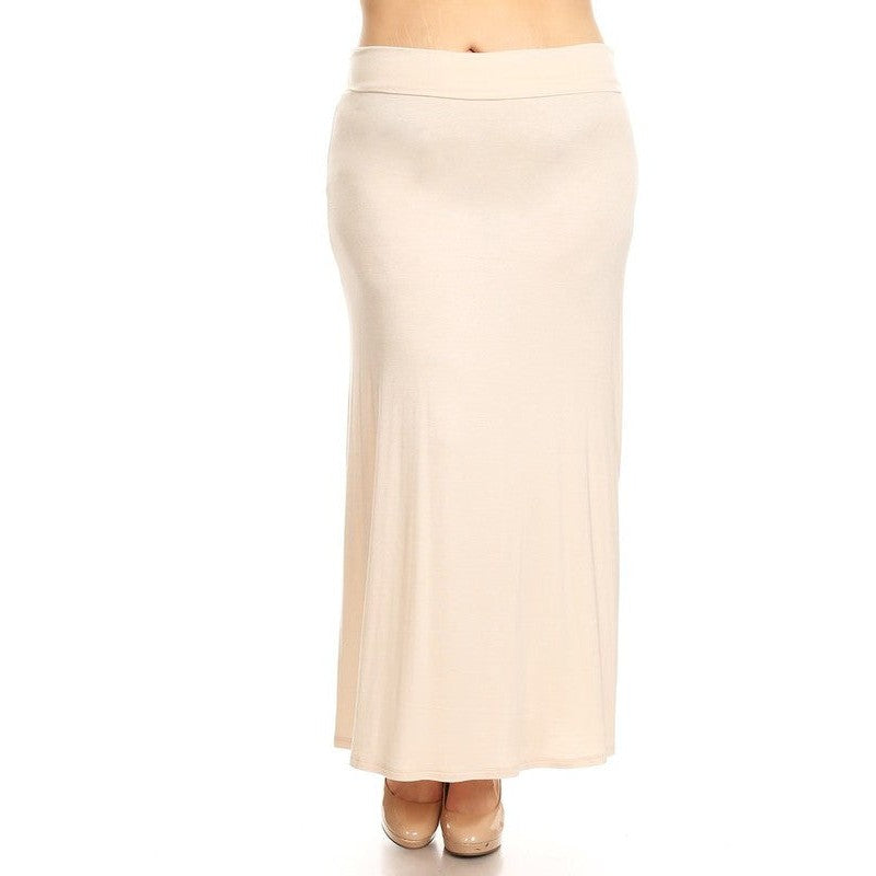 Plus size Solid high waisted a-line maxi skirt