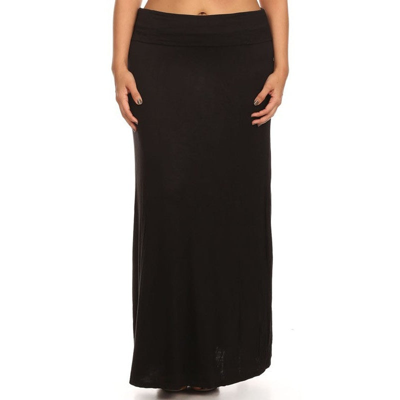 Plus size Solid high waisted a-line maxi skirt
