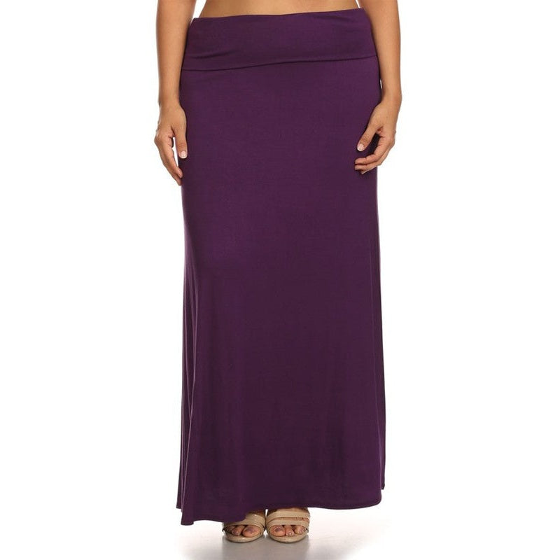 Plus size Solid high waisted a-line maxi skirt