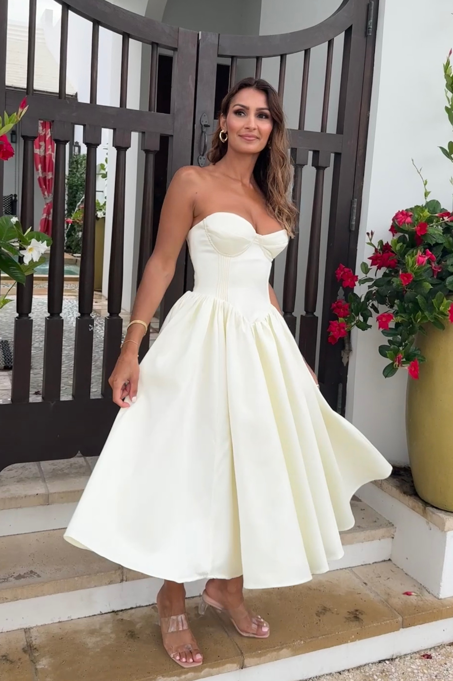 Eliana Satin Midi Dress