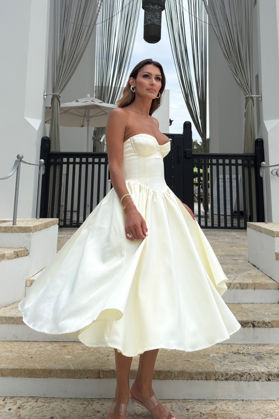 Eliana Satin Midi Dress