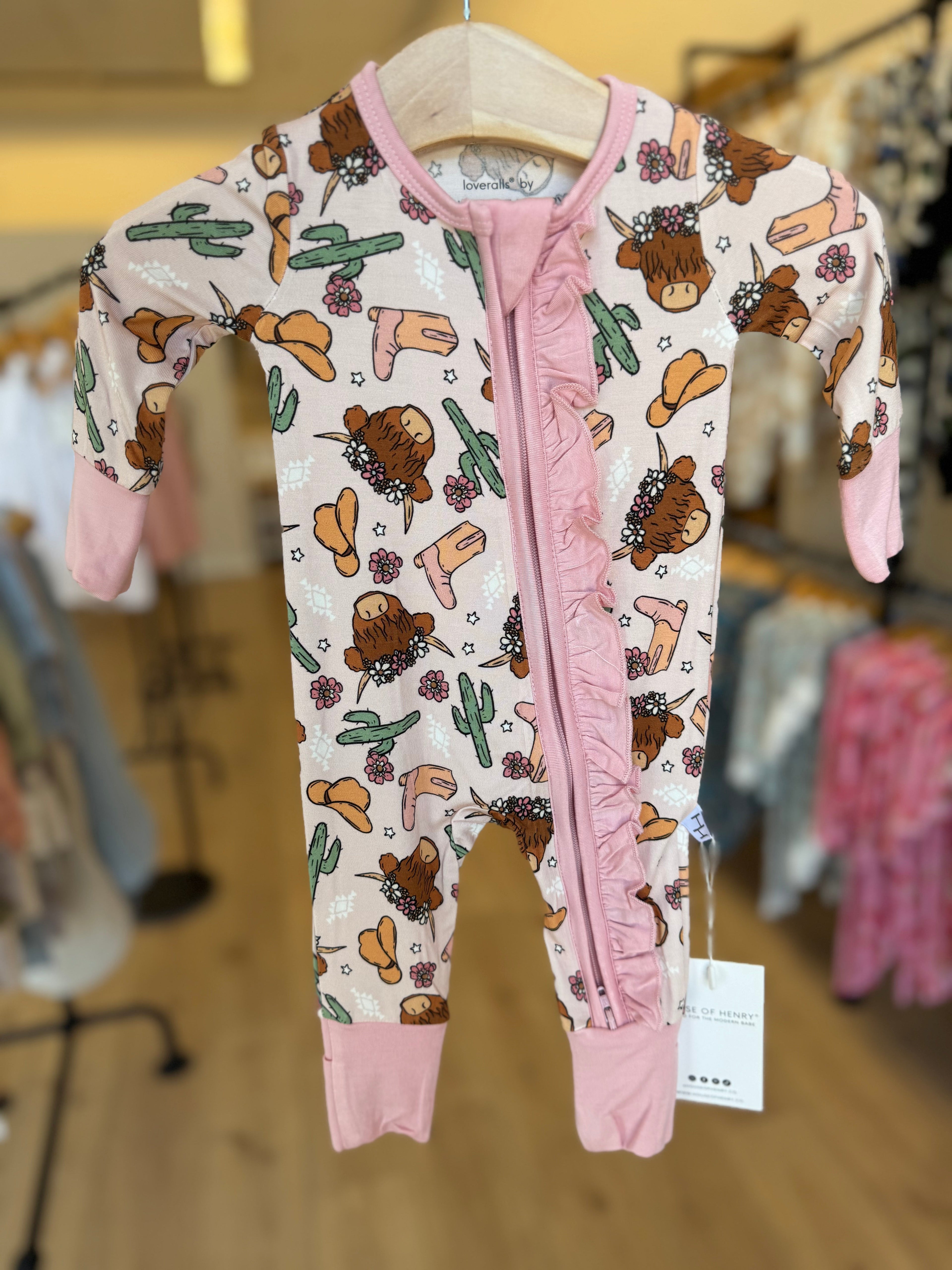 Pink Highland Cow Loveralls